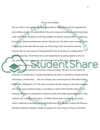 Energy from Sunlight