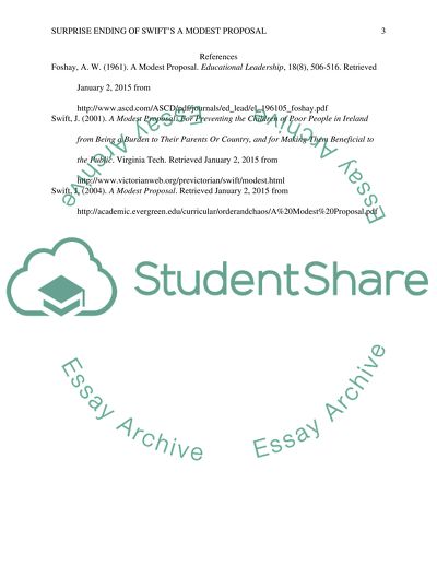 Surprise Ending of Swifts Modest Proposal