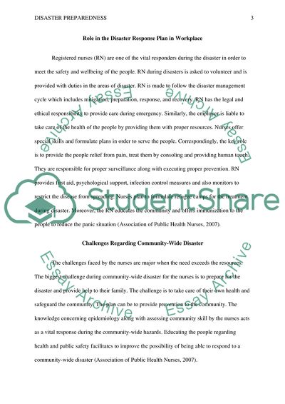 Nursing Disaster Preparedness