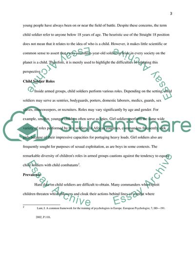 Childrens Roles as Child Soldiers