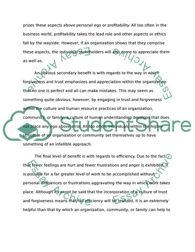 The Word Forgiveness and the Ethical Leadership