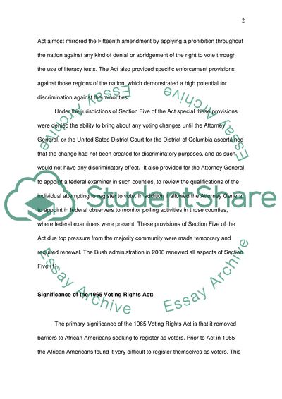 What Was the Overall Significance of the 1965 Voting Rights Act