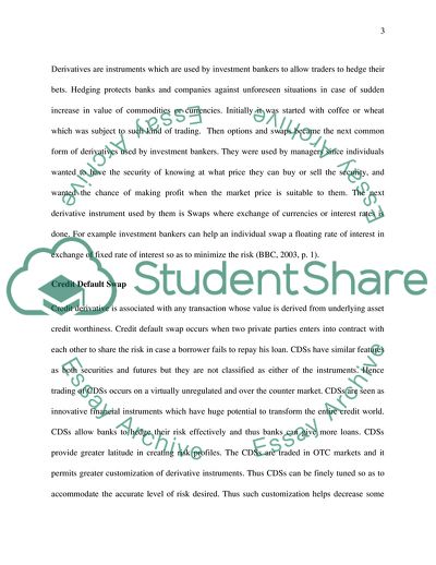 Derivatives - Credit Default Swaps (CDS)