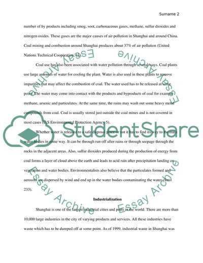 Water and Air Pollution in Shanghai China