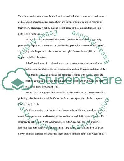 How Does the Problem of Money and Campaign Financing in American Political System Affect Business