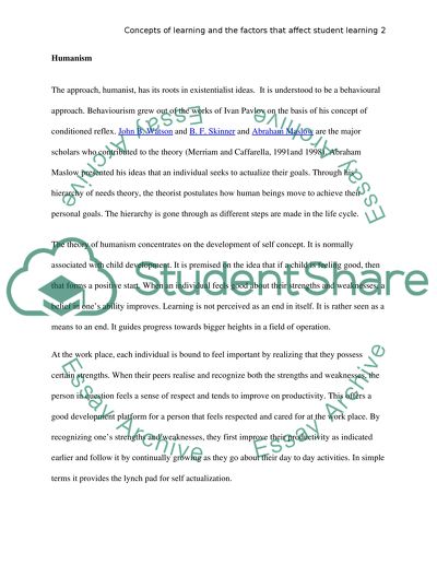 Concepts of Learning And the Factors That Affect Student Learning