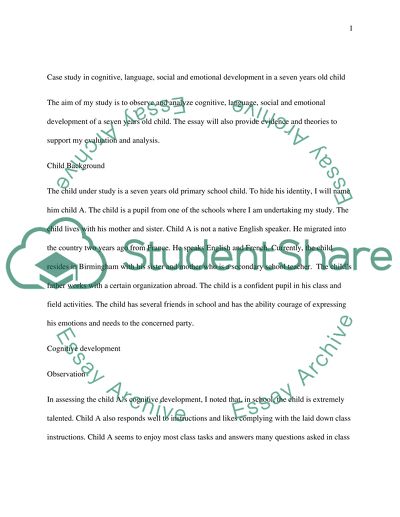 Case study in cognitive, language, social and emotionnel development in child of 7 years old