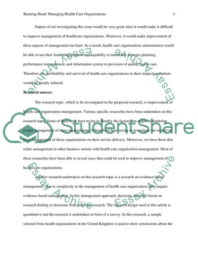 Managing Healthcare Organizations