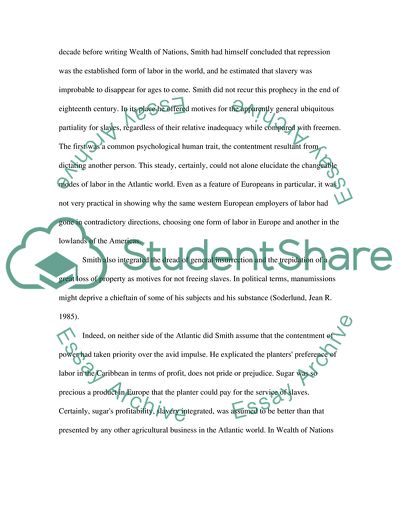 Adam Smiths View of Slavery