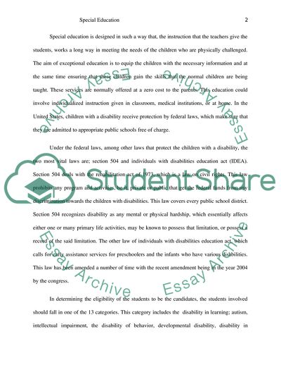 The Main Aspects of the Special Education