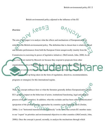 British Environmental Policy to the Influence of the EU