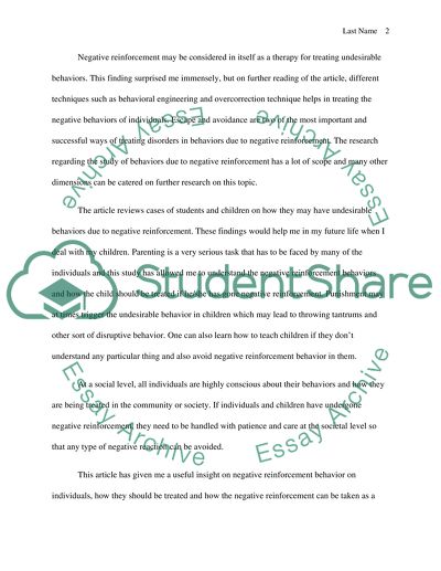 Negative Reinforcement