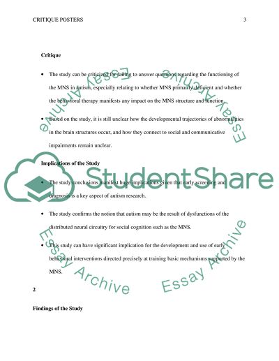 Assessment (Portfolio): 2 x 250 word peer-review critique posters