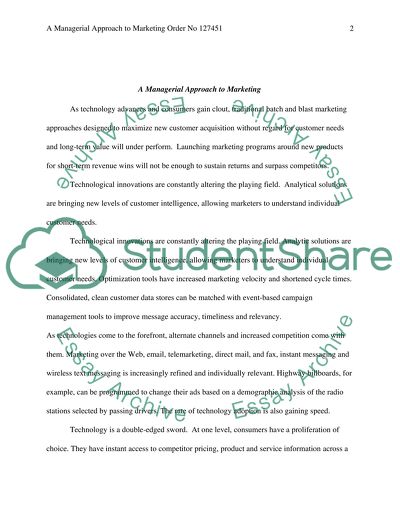 A Managerial Approach to Marketing