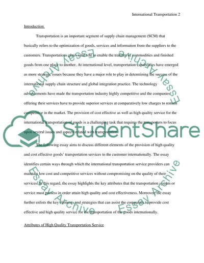 Cost-Effective and High-Quality Service for International Transportation of Goods