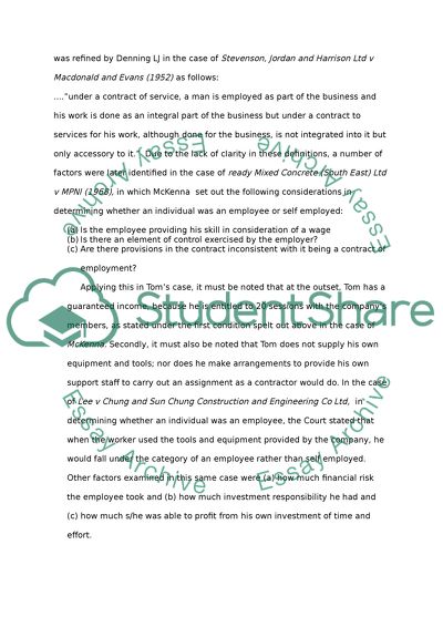 The Claim of Unfair Dismissal