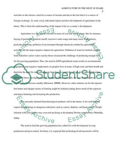 Agriculture in the next 30 years