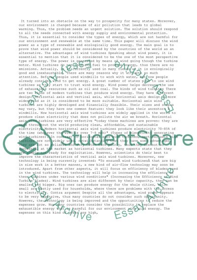synthesis essay wind turbines