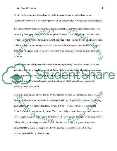 What actions might be taken by the government of your Uk to reduce or limit price fluctuations of oil