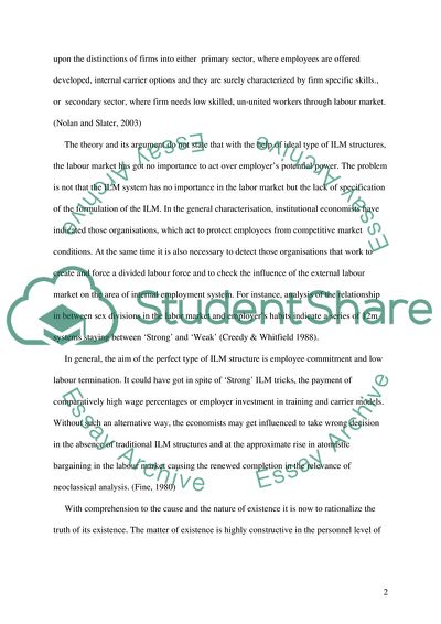 Internal Labour Markets in the Context of the Global Economic Changes