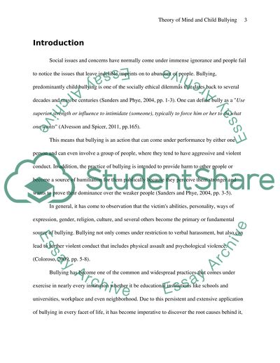 Theory of Mind and Child Bullying