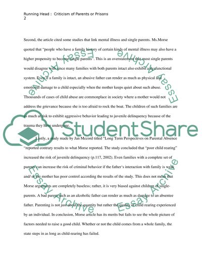 Parents and Prisons Critique