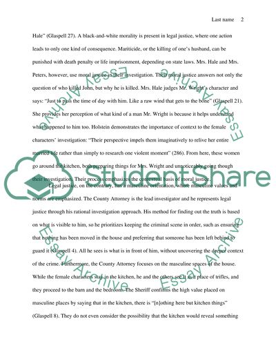 When Morally Just Is Superior to Legally Just in Glaspells Trifles