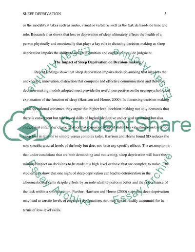 The Effects of Sleep Deprivation on Decision Making