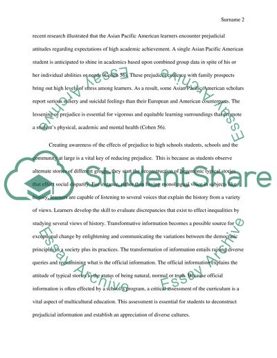 Teaching Prejudice Reduction in High School Students, School and the Community