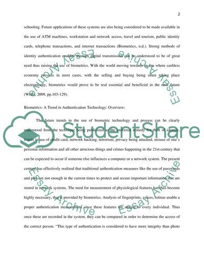 Biometrics as an Important Part of Information Technology