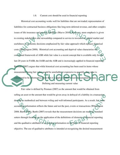 Fair Value versus Historical Cost Accounting and Deprival