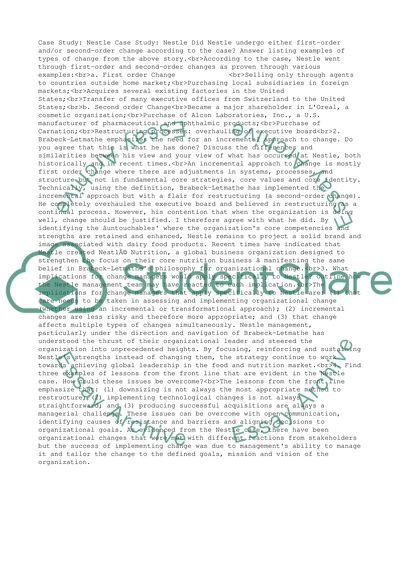 First- and Second-Order Changes in Nestle