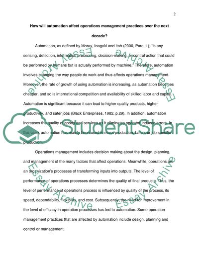 How will automation affect operations management practices over the next decade
