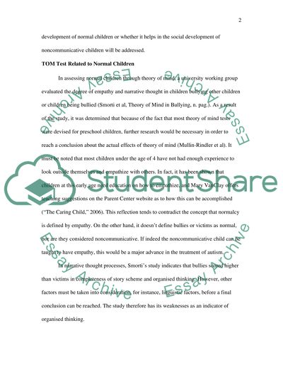 Contribution of Theory of Mind in Social Progress: Autistic and Sensory Impaired Children