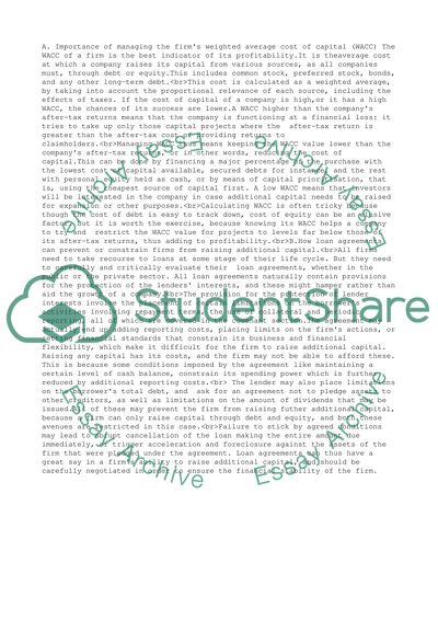 Importance of managing the firms weighted average cost of capital (WACC)