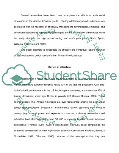 Urban African American High School Students