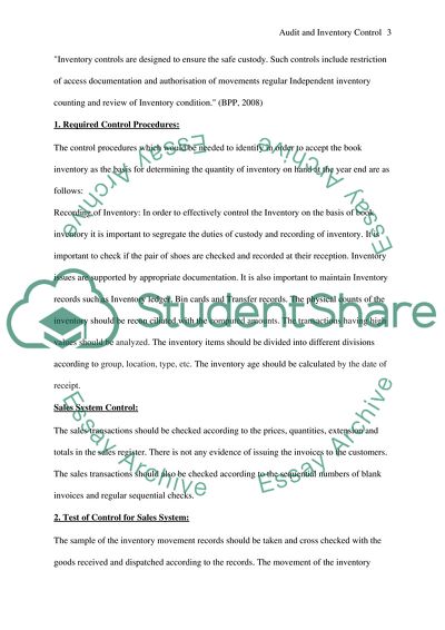 Audit and Inventory Control