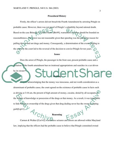 Maryland v. Pringle, 540 U.S. 366 (2003)