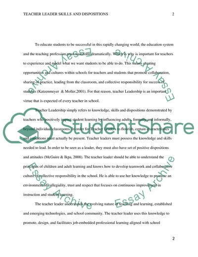 Teacher Leader Skills and Dispositions