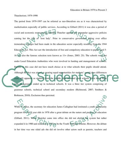 Education in Britain 1979 to Present