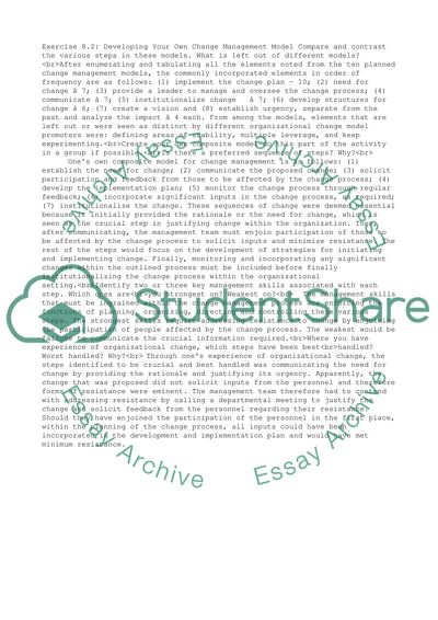 Developing Your Own Change Management Model