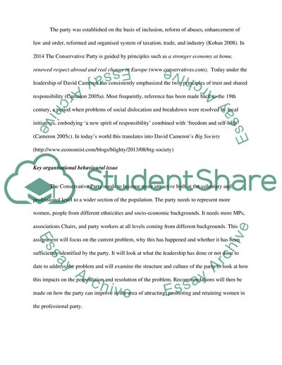 Organizational Behaviour and Human Resource Issues in the Conservative Party