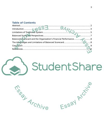 Balanced Scorecard and the Organizations Financial Performance