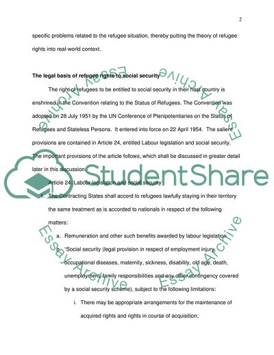 The Provision of Social Security Rights for Refugees in the Declaration of Human Rights