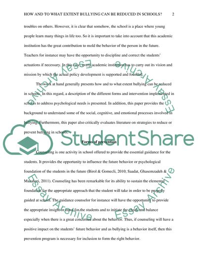 How and to What Extent Can Bullying be Reduced in Schools