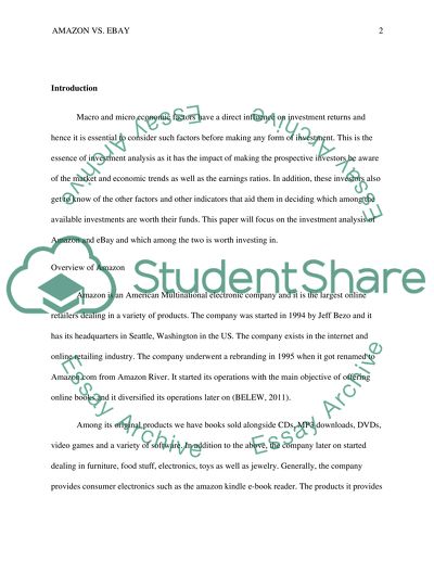 Investment Analysis of Amazon Versus eBay