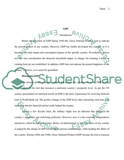 GDP in the Present Global Economic Scenario