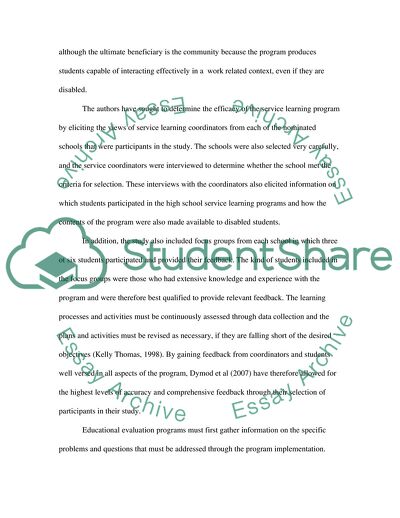 Evaluation of the Learning for Students with Disabilities in High School