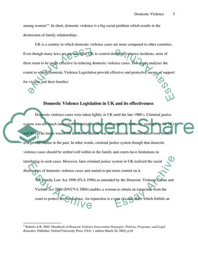 Domestic Violence Legislation and Its Effectiveness to Victims