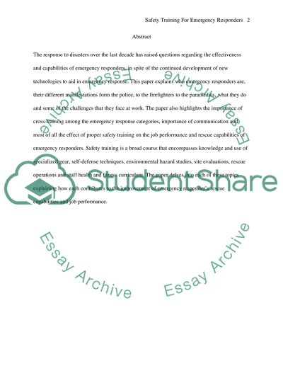 Safety Training for Emergency Responders